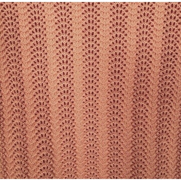 J Crew Women Ruffle Sweater M Peach Sheer Preppy Pastel Pointelle 100% Cotton - Picture 8 of 12